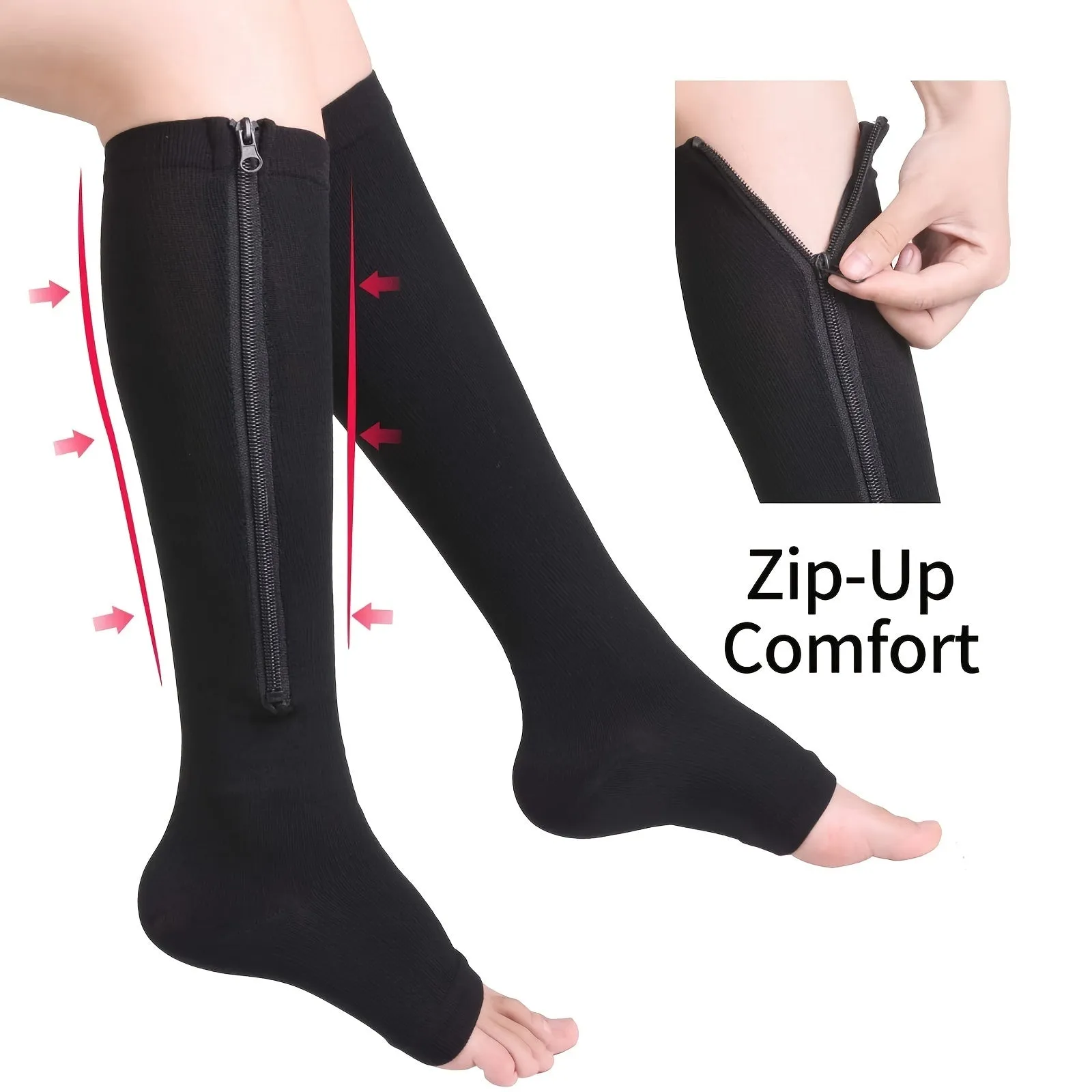 Zippered Compression Socks for Swelling Relief  Men  Women